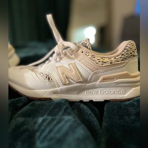 New Balance White with Animal Print Tennis Shoes